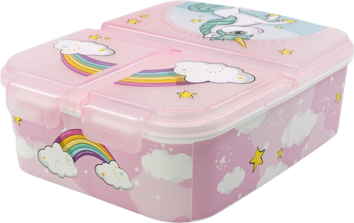 Boîte à pain multi Mickey Mouse licorne arc-en-ciel 3 compartiments - 18x13 cm - boîte à pain