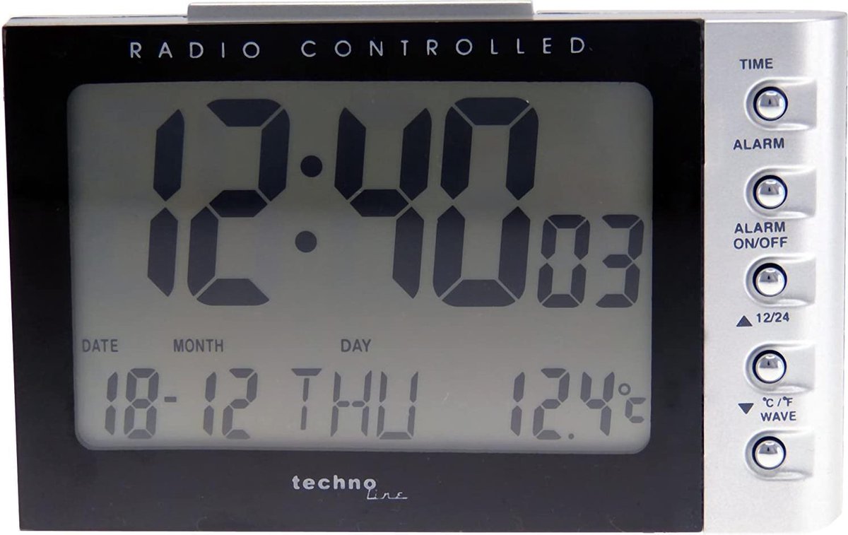 Réveil radio-piloté Technoline - date - température - poids 188