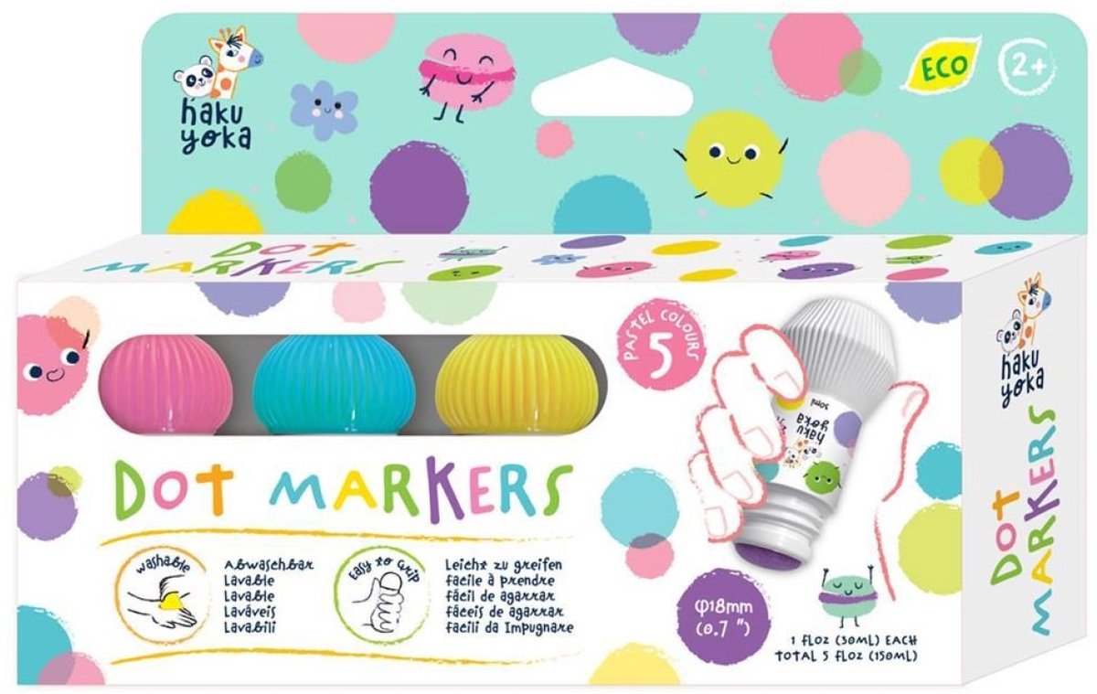 Ensemble de marqueurs à points Haku yoka pens pour enfants - feutres créatifs