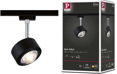 Paulmann urail rail spot aldan spot séparé 498lm 8w 2700k dimmable 230v noir mat