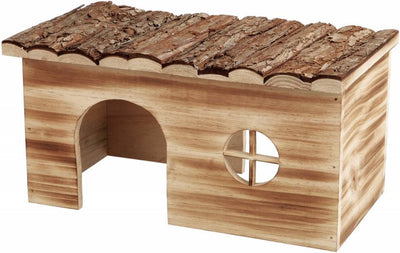 Trixie maison grande 2 sorties écorce de cobaye bois flammé 35x20x18 cm