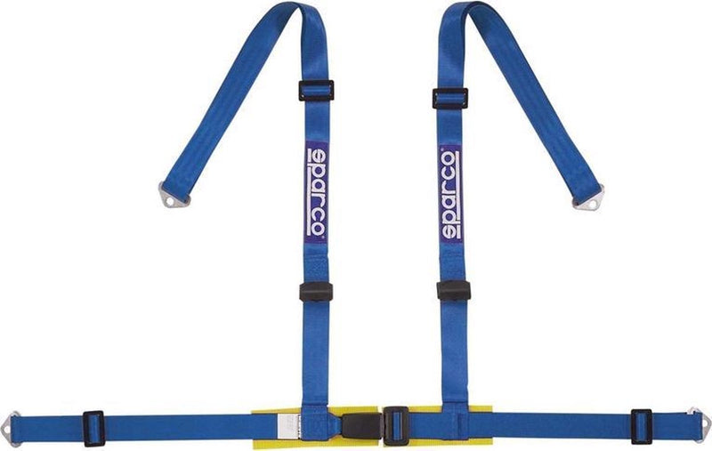 Ceinture de sport Sparco 4 points - bleue - incl. Fixation par vis du protecteur pelvien (e-mark)