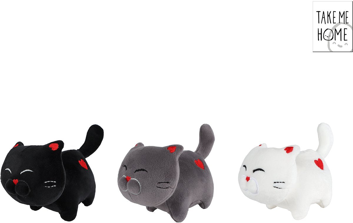 Peluche chat câlin Take me home avec coeur - 16cm