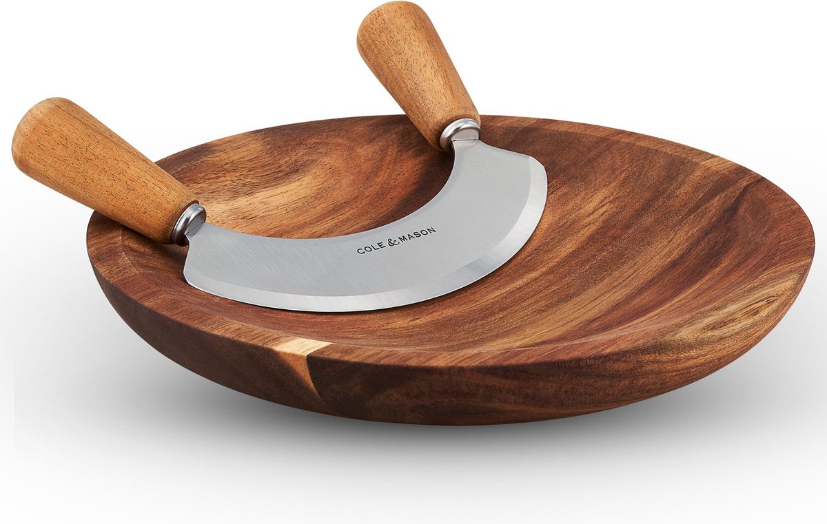 Planche à découper avec couteau Cole Mason Ashden Cradle - bois d'acacia - ø 24cm