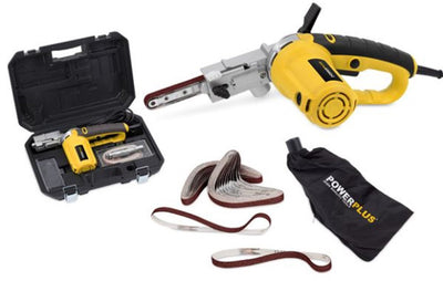 Limeuse électrique Powerplus powx139 - ponceuse 400w - bande abrasive 457x13mm - 1700min-1 - avec mallette de rangement - avec 10 acc.