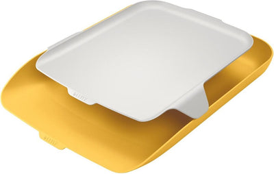 Corbeille à courrier confortable Leitz avec organisateur pour bureau - corbeilles à courrier pour formats A4 et C4 - idéale pour le bureau à domicile et le travail à domicile - jaune chaud