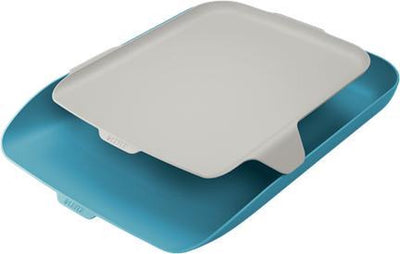 Leitz corbeille à courrier confortable avec organisateur pour bureau - corbeilles à courrier pour formats A4 et C4 - bleu serein