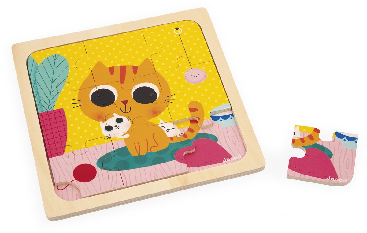 Janod - puzzle en bois - chat cacahuète