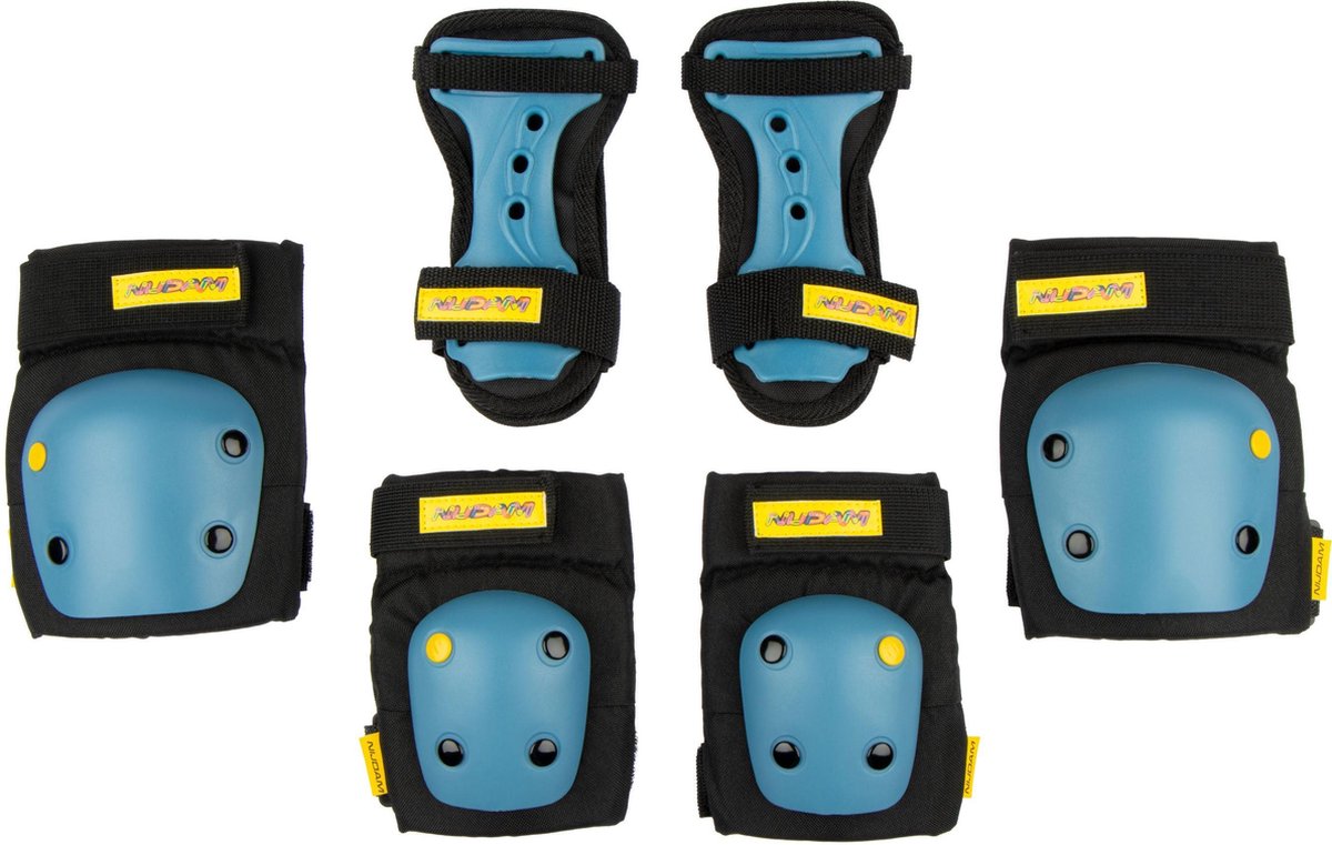 Nijdam set de protection skate junior - garde-chasse - noir bleu - m