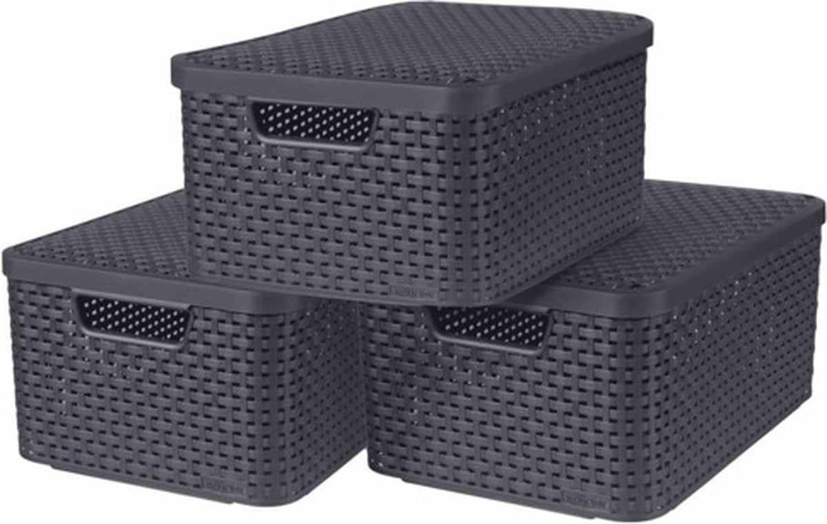 Curver Curver Boîtes de rangement avec style de couvercle 3 PC Taille m anthracite