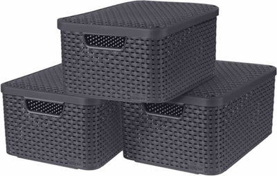 Curver Curver Boîtes de rangement avec style de couvercle 3 PC Taille m anthracite
