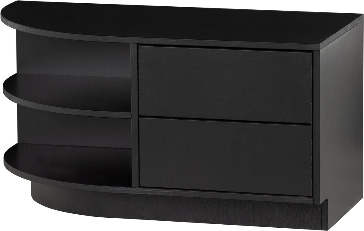 Woood finca Meuble TV rond gauche - noir - 40x78x40
