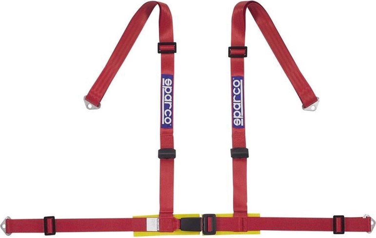Ceinture de sport Sparco 4 points - rouge - incl. Fixation par vis du protecteur pelvien (e-mark)