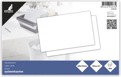 Fiche Kangaro - 125x200 mm - vierge - 190 grammes - paquet de 100 feuilles - k-6104-wi
