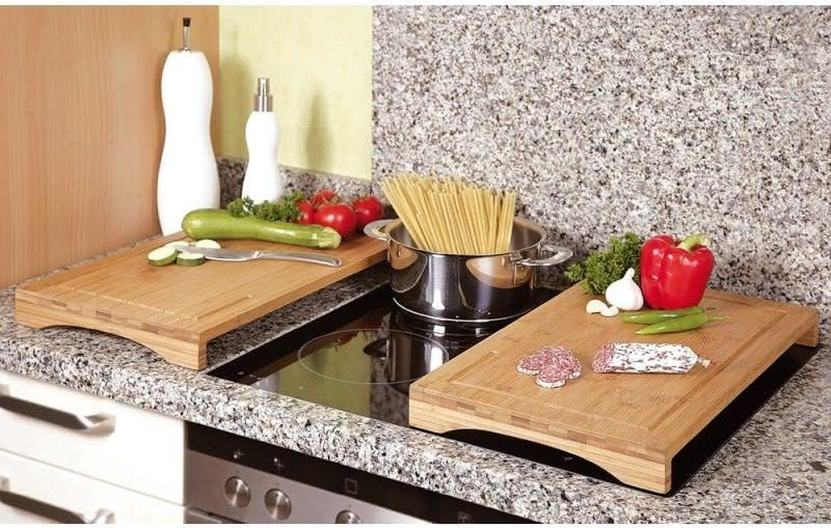 Kesper fsc® plaque de recouvrement pour planche à découper en bois de bambou, avec bord en sève | planche à découper | plaque de recouvrement de table de cuisson | taille 54 x 28 x 4,3 cm