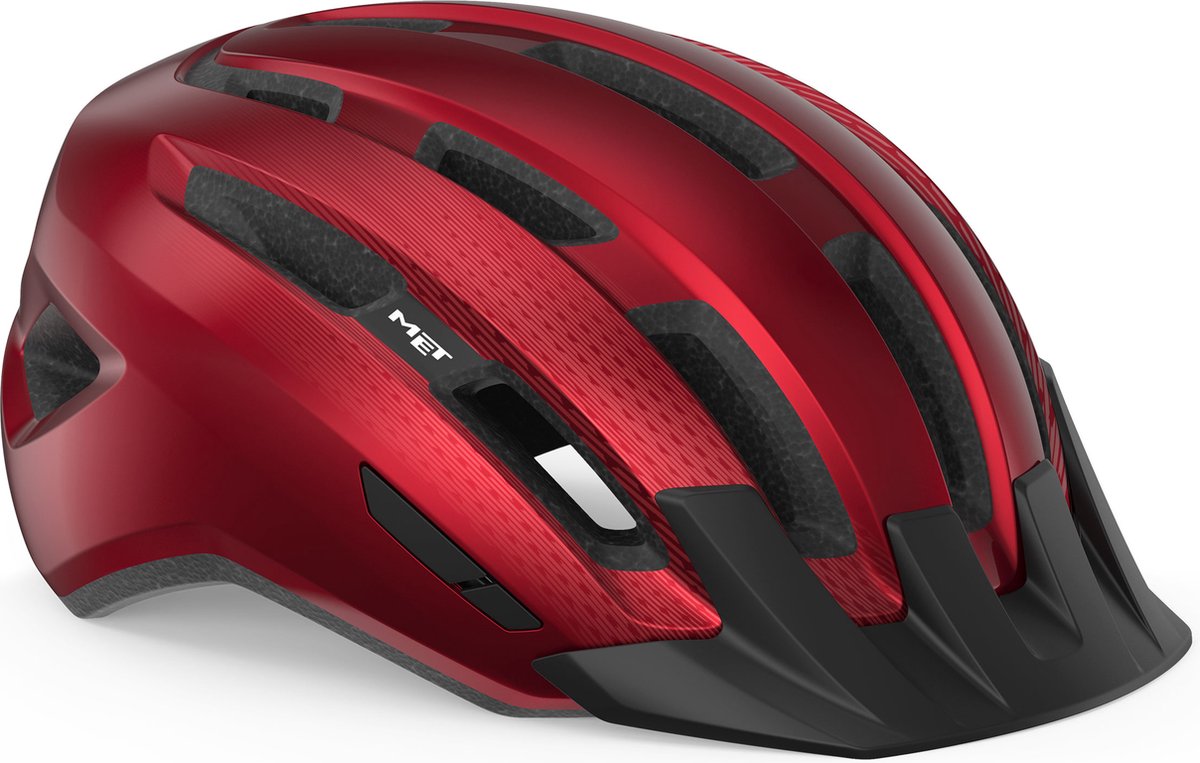 Avec casque de vélo Downtown hommes femmes - casque de vélo vélo de course adultes - vélo électrique - trekking - taille s m (52-58cm) - rouge brillant (rouge)