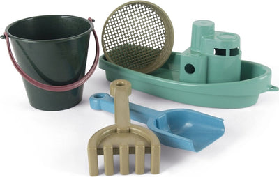 Jouets marins bleus Dantoy - ensemble bateau et seau (5 pièces)