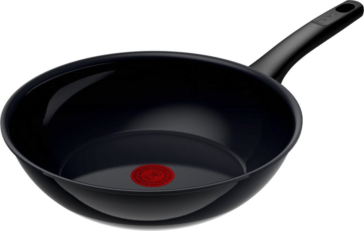 Tefal revive black - poêle wok - ø28 cm - céramique - sans pfas - convient pour induction
