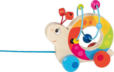 Animal à tirer Goki : escargot avec structure en perles 14x6,8x12,5cm, métal, plastique et bois, 1+