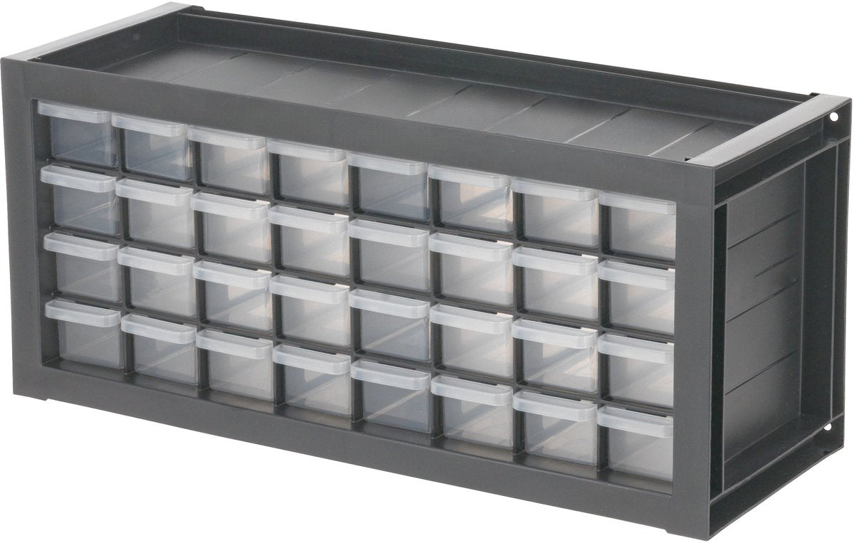 Organisateur d'atelier Iris 32 tiroirs - armoire à pièces dpc‑32 - organisation maximale - plastique - gris noir