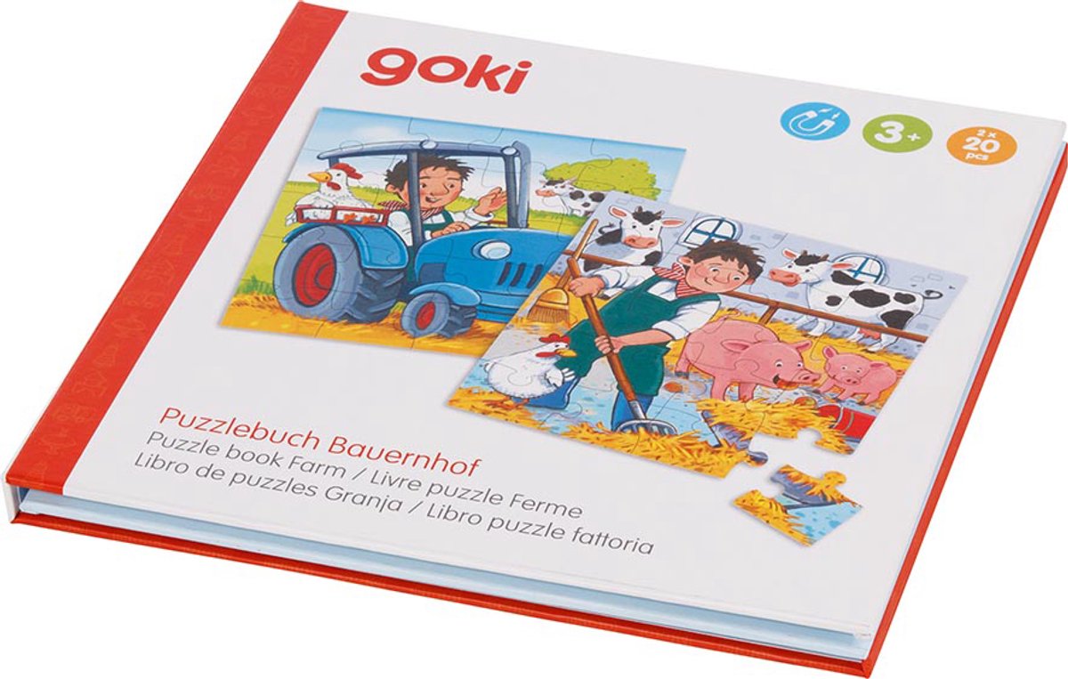 Goki Magnetic Jigsaw Puzz Puzz Book Farm, 40e.
