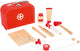 Petit pied de médecin en bois ensemble en valise rouge