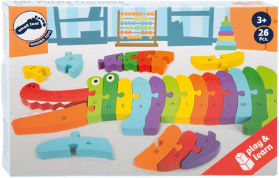 Puzzle de crocodile en bois petit pied, 26dlg.