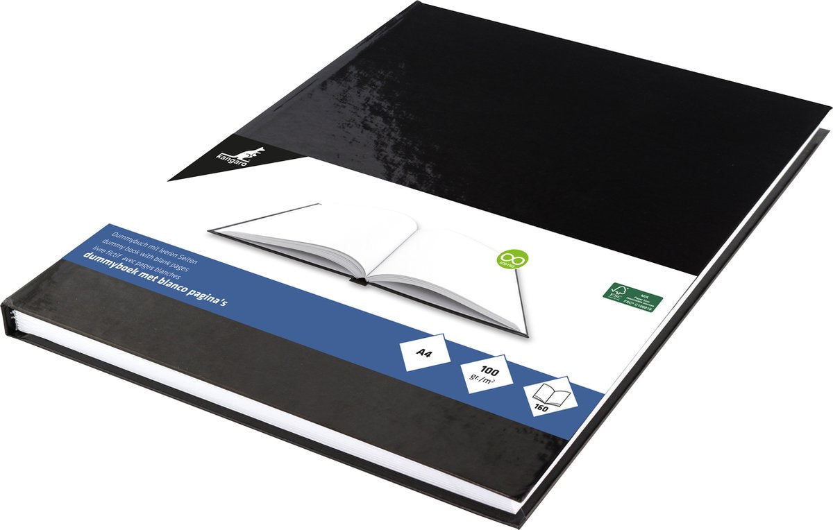 Livre factice Kangaro - a4 - noir - 160 pages blanches - couverture rigide - k-5564