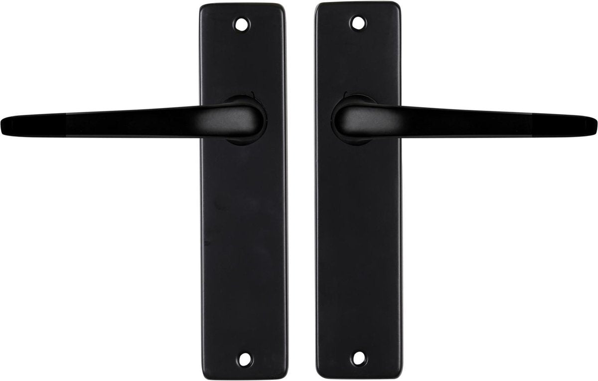 Poignée de porte Starx noire - ferrures de porte - poignée de porte avec bouclier - pouce de poignée de porte - 43 x 180 mm - ø 18 mm