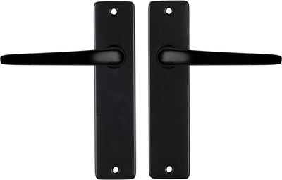 Poignée de porte Starx noire - ferrures de porte - poignée de porte avec bouclier - pouce de poignée de porte - 43 x 180 mm - ø 18 mm