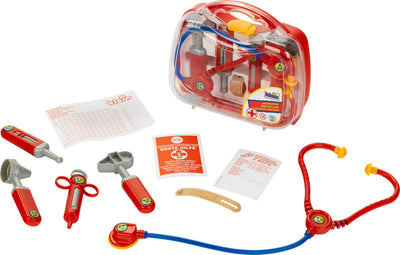 Mallette de médecin transparente Klein Toys - incl. instruments jouets - 22x8,5x19,5 cm - rouge