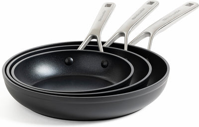 Ensemble de poêles à frire 3 pièces en aluminium forgé trempé KitchenAid 20 cm - 24 cm - 28 cm