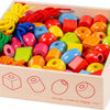 Bigjigs Perles en bois en pot, 95dlg.
