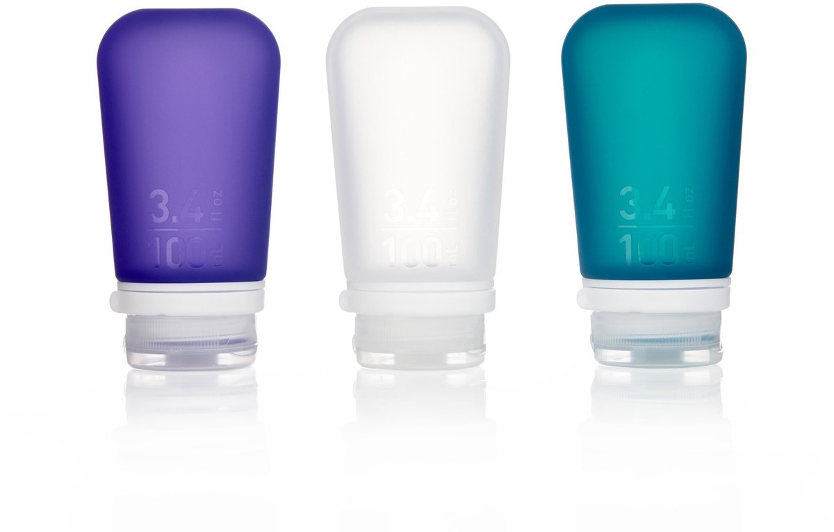 Human Gear - gotoob+ 3-pack - bouteille de voyage - flacon - étanche - réutilisable - léger - grand -100 ml - sarcelle violet clair