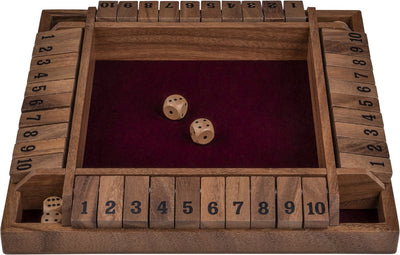 Longfield close the box 4 joueurs – jeu de dés en bois de noyer – 29 x 29 cm – avec feutre incrusté 8 dés en bois – jeu de société – cœur d'ange