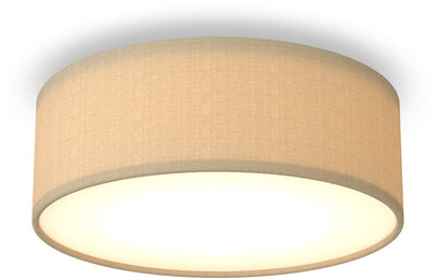 Plafonnier LED Calex 30 cm, abat-jour en tissu, taupe, culot E27, lumière blanc chaud, dimmable, plafonnier rond moderne