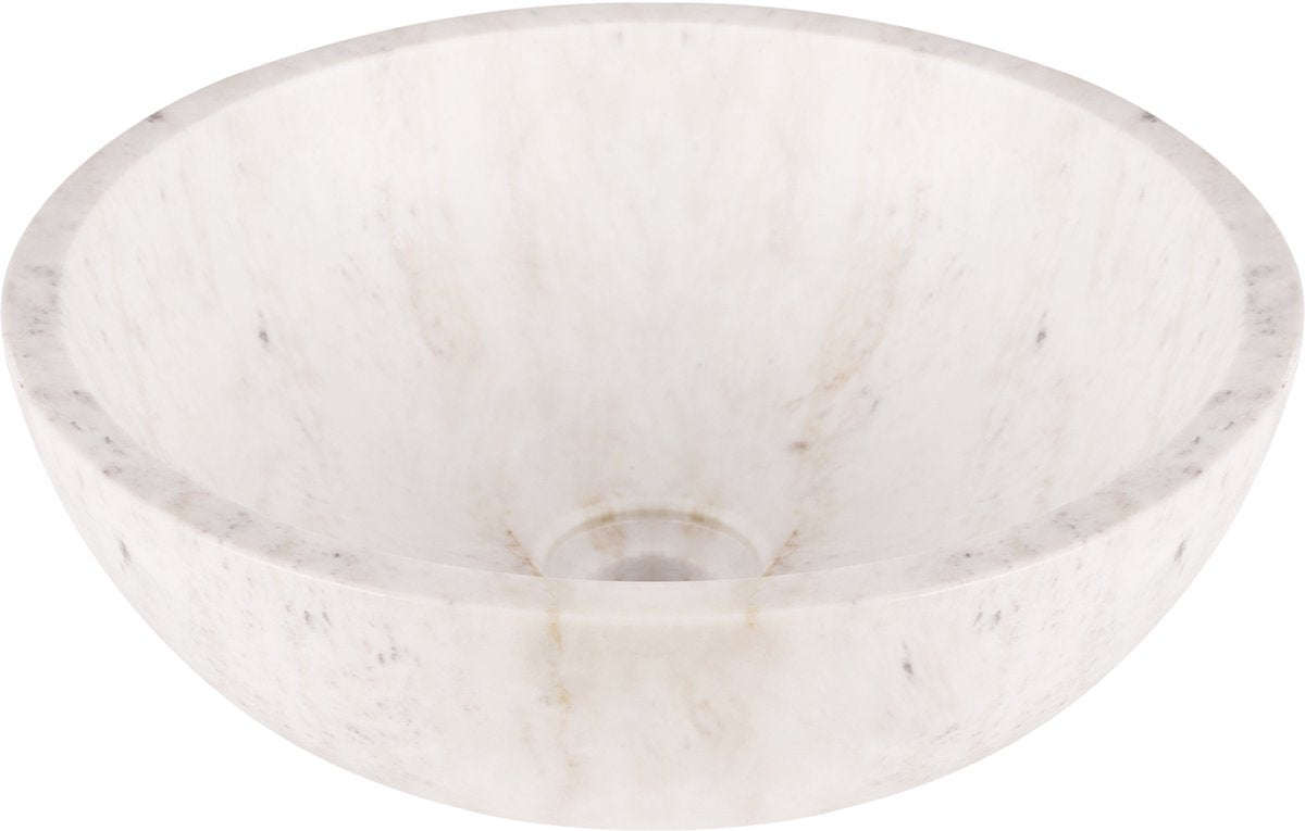 Vasque en marbre Differnz - 40x40x15cm - ronde - marbre - blanc brillant