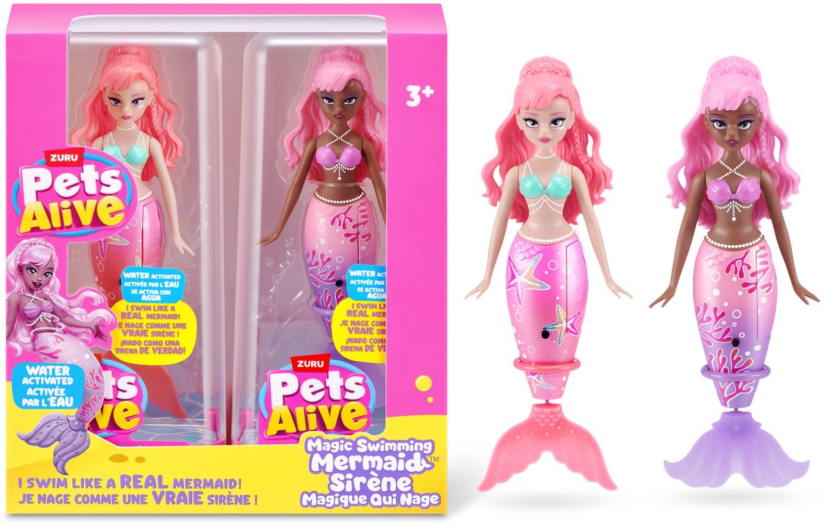 Lot de 2 sirènes nageuses magiques Pets Alive (corail étoile de mer) par zuru