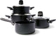 Greenpan Memphis set de poêles 7 pièces - 16 18 20 24 cm - 1,6 2,1 3,1 4,9 l - revêtement antiadhésif sans PFA - poêle à induction - poêle en céramique - passe au four jusqu'à 160°c - poignées froides - avec couvercle en verre - noir