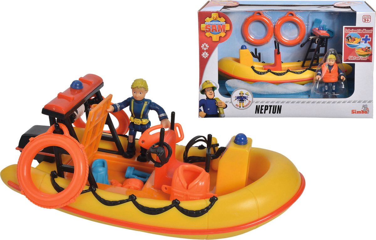 Simba - Sam le pompier - Neptune, bateau incl. figurine - véhicule jouet