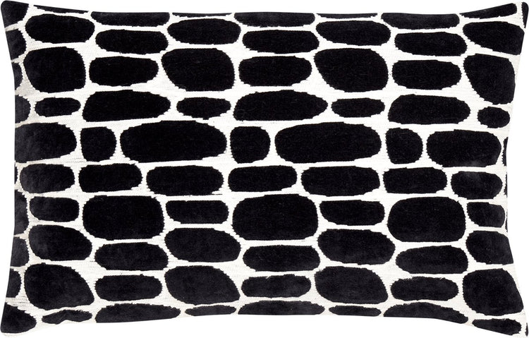 Coussin Woood anwar - velours - écru noir - 40x60x10