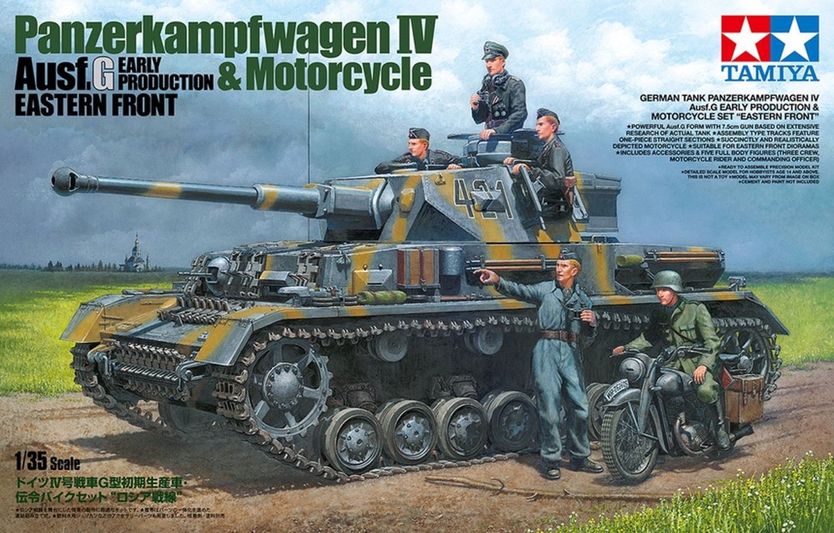 Kit de modèle de véhicule militaire Tamiya - 25209 Panzerkampfwagen IV Ausf G. première production - moto plastique du front de l'Est - 1:35 - modélisme