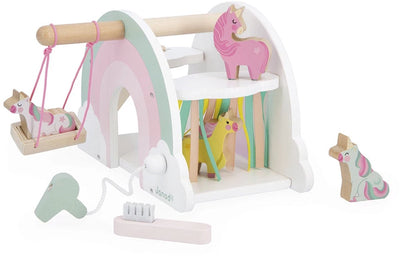 Janod - licorne - lave-auto licorne - comprenant 4 figurines licorne et 2 accessoires