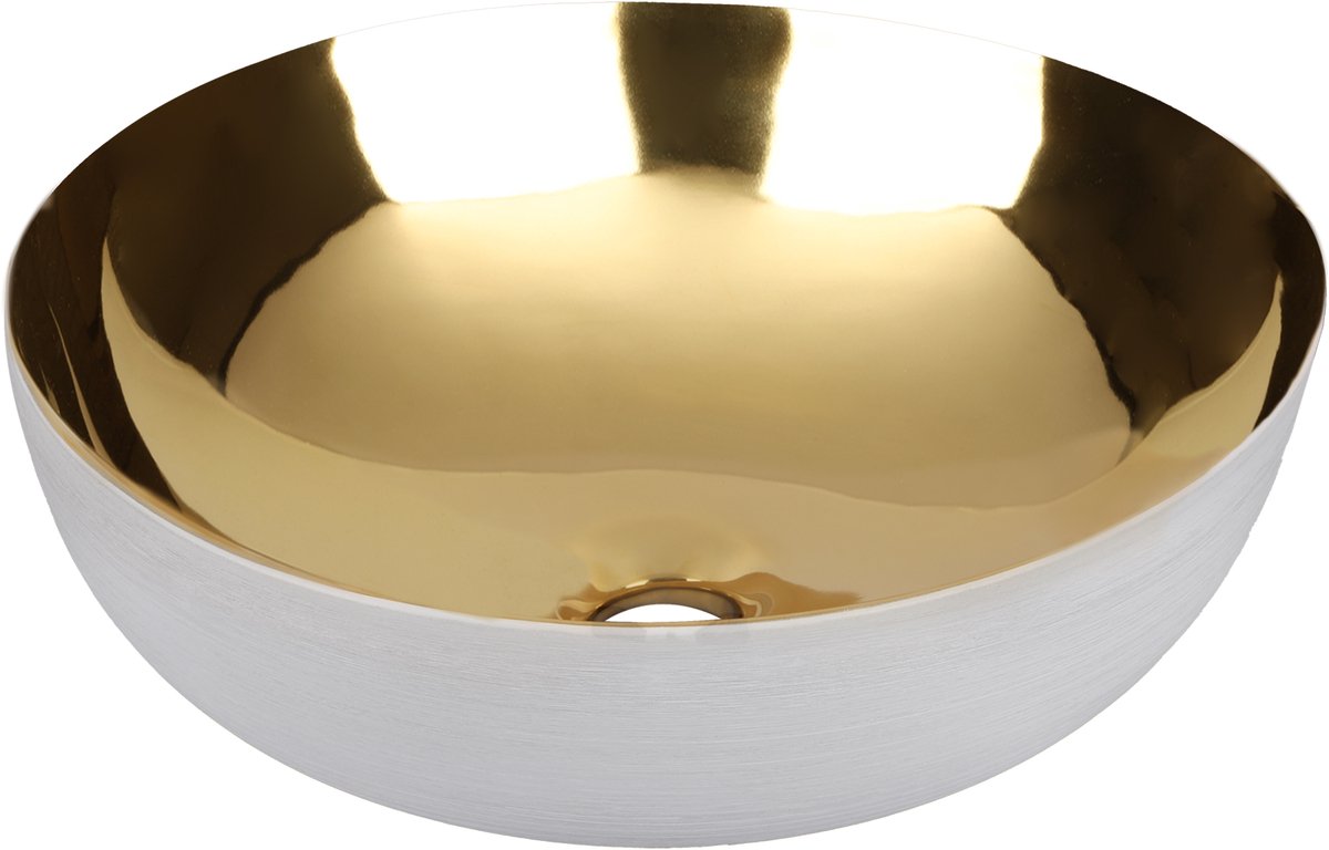 Differnz lavabo brillant 40x40x13,5cm céramique or blanc