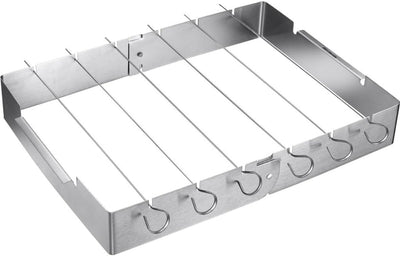 Ensemble de porte-brochettes pour barbecue sans marque sans marque - brochettes de gril - grillades uniformes - design pliable - 7 pièces - couleur argent