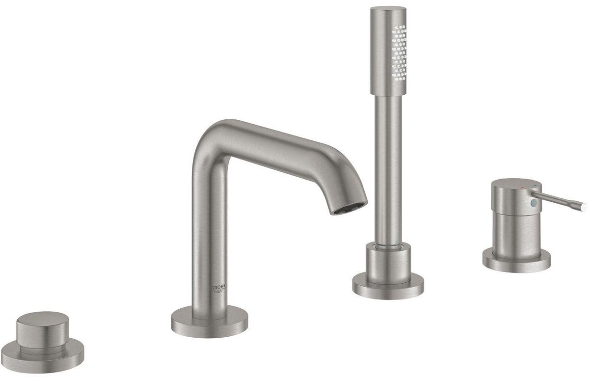 Grohe essence nouvelle combinaison de rebord de baignoire à quatre trous - supersteel