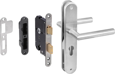 Garniture de porte Starx avec ferrures en acier inoxydable et serrure de sécurité skg*