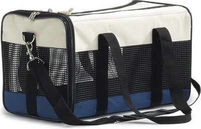 Beeztees sac de voyage chat - sac de transport - panier de voyage - 2 ouvertures - avec compartiment de rangement supplémentaire - bleu crème - 43x25x27 cm