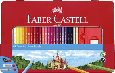 Crayons de couleur Faber-castell - château - boîte 48 couleurs avec accessoires - fc-115888