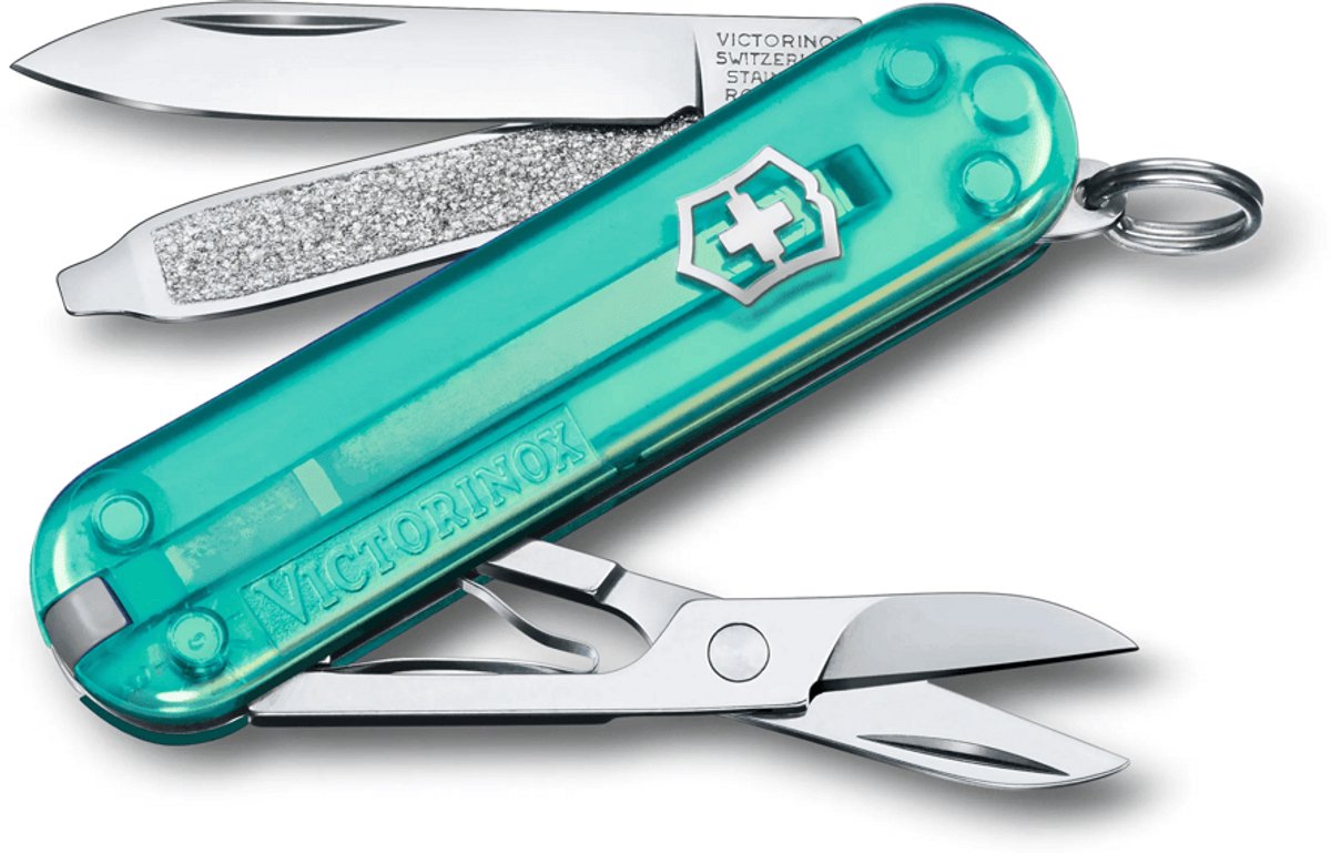 Couteau de poche transparent Victorinox classic SD - surf tropical - 7 fonctions